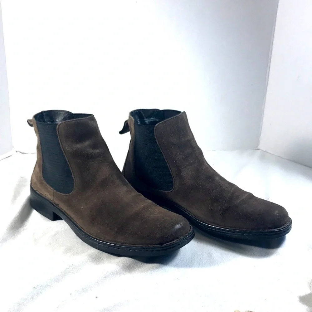 Born Julian Men’s Dark Brown Suede Pull On Chelsea Comfort Ankle Boots